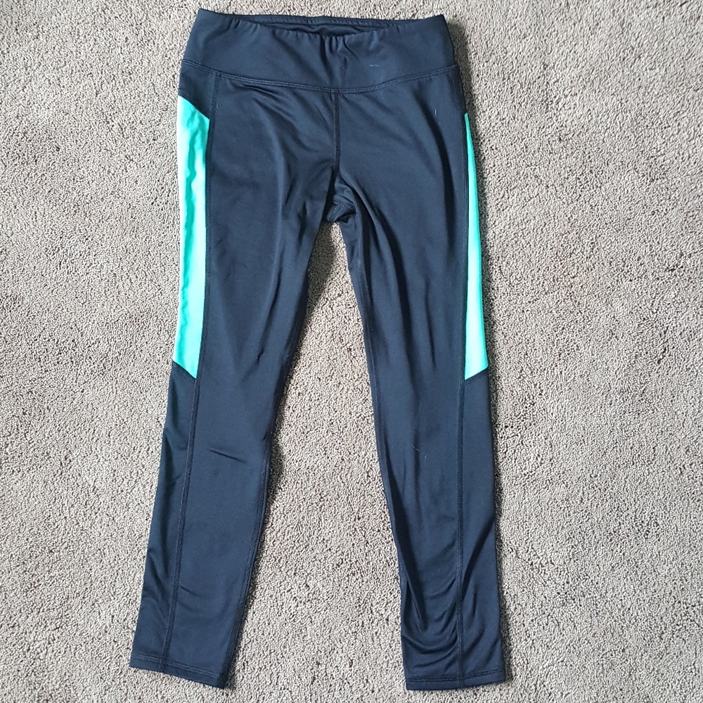 Blue and black leggings